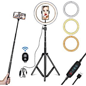 10inch/26cm Fill Light Ring Light Supplementary Light LED Light Folding Fill Light for Photography Live Stream Makeup Video with Tripod Stand Remote Shutter