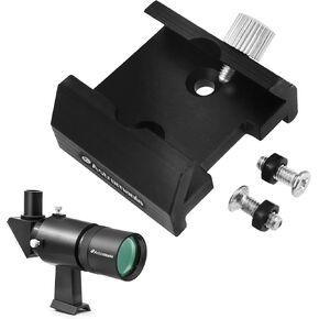 Astromania 9x50 Angled Finder Scope - Bundle with - Dovetail Mounting Base with 2 Holes
