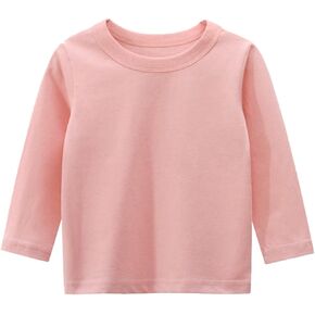 Girl Undershirts Long Sleeve T-Shirts Cotton Crewneck Tees Soft Basic Layering Shirt Top for Baby Boys Toddler