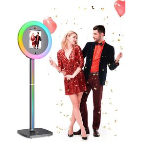Portable Photo Booth, Photo Booth Machine for i-pad 10.9'' 10.2'' 11'' 12.9'',PhotoBooth Stand Shell with Cyratok,APP & Remote Control RGB Ring Lights,Music Sync Selfie Photo Booth for Parties