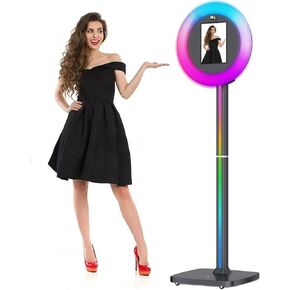 Portable Photo Booth with RGB Ring Light, Photo Booth Machine for 10.2in 10.9in 12.9in,Cyratok Software Remote Control Music Sync, Selfie Photo Booth for Events, Parties Rental & Fun