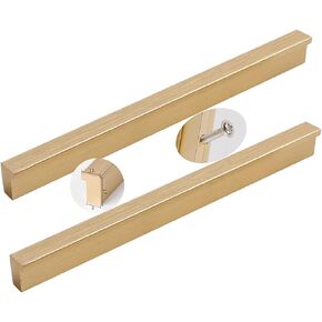 Wardrobe Door Handles,2pcs L Shape Handles Gold Drawer Handles Aluminum Alloy Furniture Handle,Cupboard knockers Bedroom Knob Knobber for Dresser(Hole Distance 64mm)