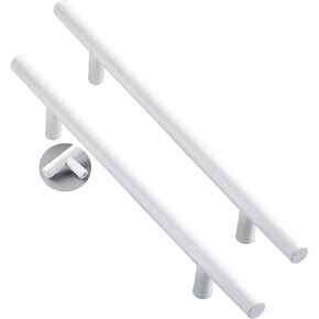 Wardrobe Door Handles,2pcs Aluminum Alloy Drawer Handles White T Bar,Cupboard knockers Bedroom Knob Knobber for Dresser,Furniture Hardware(Hole Distance 352mm)