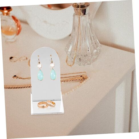 1pc Mirror Tray Burlap Lace Photo Props Necklace Display Organizer Photo Backdrops Props Photo Album Reflection Mirror Earrings Background Photo Accessory Acrylic in Saudi Arabia