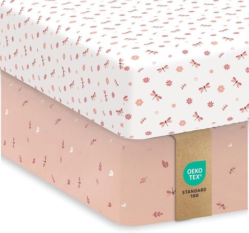 Sweety Fox 2 -Pack Crib Sheets - ملاءات ناعمة للأولاد والبنات ، صفائح أسرة صغيرة ، صفائح سرير صغيرة (أبيض) in Kuwait