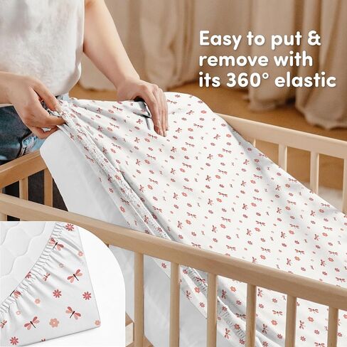 Sweety Fox 2 -Pack Crib Sheets - ملاءات ناعمة للأولاد والبنات ، صفائح أسرة صغيرة ، صفائح سرير صغيرة (أبيض) in Kuwait