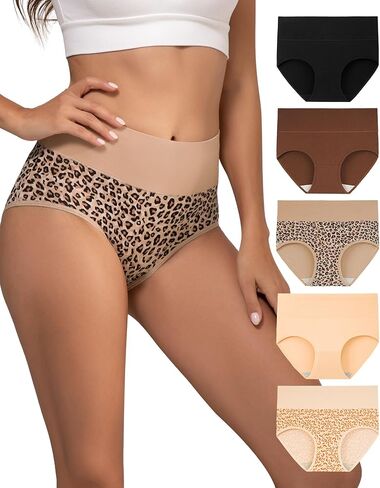 INNERSY Women's Underwear High Waisted Vintage Sporty Briefs Multicolored 5-Pack in Kuwait