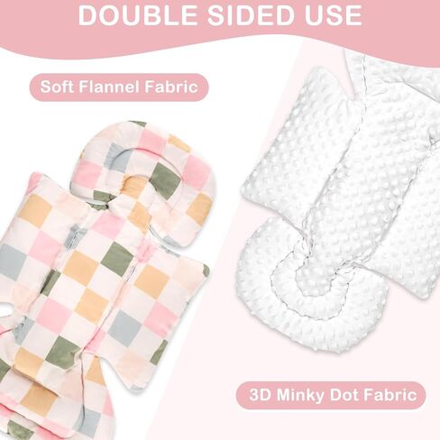 DILIMI Infant Car Seat Insert, Baby Car Seat Head Support with 3 Strap Paddings, Soft Newborn Car Seat Cushion for Stroller, Swing, Bouncers, Blue Checkered in Saudi Arabia