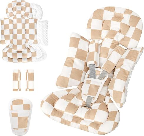 DILIMI Infant Car Seat Insert, Baby Car Seat Head Support with 3 Strap Paddings, Soft Newborn Car Seat Cushion for Stroller, Swing, Bouncers, Blue Checkered in Saudi Arabia