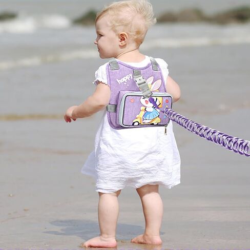 Accmor Toddler Harness Backpack Leash, Collapsible Kids Harness + Anti Lost Wrist Link, Cute Rabbit Child Leash for Outdoor Travel, Portable Baby Walking Harness Protector Wristband Strap for Girls in Saudi Arabia