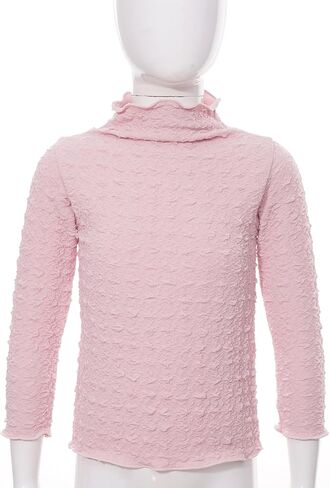 Kids Girl's Long Sleeve T Shirts Textured Mock Neck Undershirts Basic Solid Color Thermal Underwear Tops in Kuwait