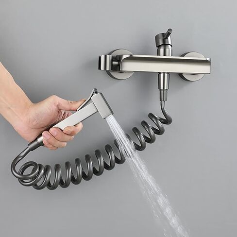 Handheld Bidet Sprayer for Toilet, Gray Cloth Diaper Sprayer Kit Wall Mounted Brass Bidet Sprayer Set Single Handle Toilet Bidet Sprayer Kit with 150cm Shower Hose,Type b（Type a） in Saudi Arabia