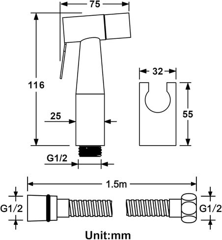 رشيق بيديت باليد للمرحاض ، بخاخ حفاضات القماش الصغيرة ، مجموعة البخاخ منظف المرحاض من الفولاذ المقاوم للصدأ in Kuwait