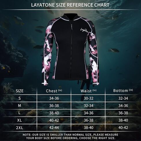 LayaTone سترة علوية للرجال والنساء اختيارية من النيوبرين/الليكرا كم 27 مم من النيوبرين، إغلاق بسحاب أمامي، للسباحة والغوص وركوب الأمواج والغطس والتجديف in Kuwait