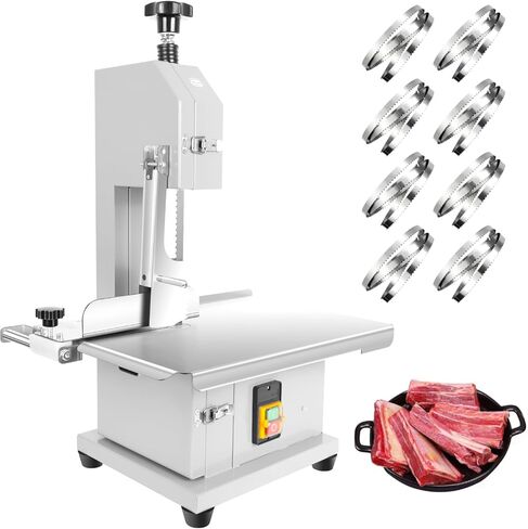 Electric Meat Band Saw Machine, 1500W Bandsaw for Bone Cutting, Stainless Steel 19" x 15" Commercial Meat Cutter, 0.04-7.8" Cutting Thickness for Chicken Fish Beef, with 6 Saw Blades in Saudi Arabia