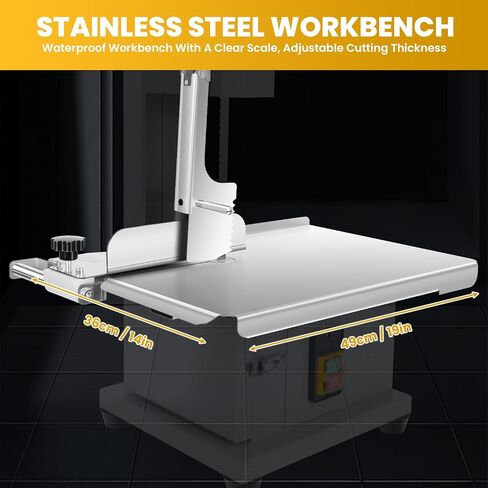 Electric Meat Band Saw Machine, 1500W Bandsaw for Bone Cutting, Stainless Steel 19" x 15" Commercial Meat Cutter, 0.04-7.8" Cutting Thickness for Chicken Fish Beef, with 6 Saw Blades in Saudi Arabia