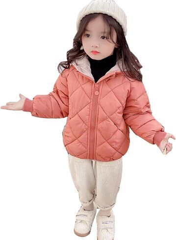 Toddler Baby Hooded Down Jacket Boys Girls Kids Thicken Warm Winter Coat Outerwear 3-8 Years Old in Saudi Arabia