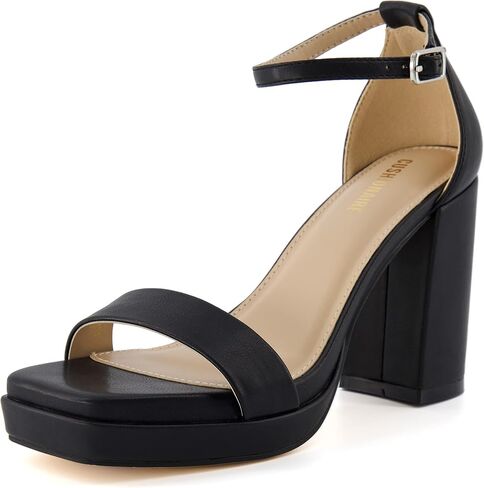 CUSHIONAIRE Women's Grammy one band block heel platform sandal +Memory Foam, Wide Widths Available, Silver 6.5 W in Saudi Arabia