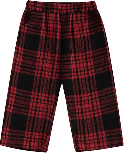 Toddler Kids Baby Boy Girl Gingham Pants Elastic Waist Striped Plaid Long Pants Spring Fall Winter Casual Trousers in Saudi Arabia
