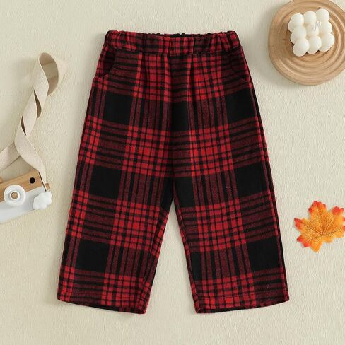Toddler Kids Baby Boy Girl Gingham Pants Elastic Waist Striped Plaid Long Pants Spring Fall Winter Casual Trousers in Saudi Arabia