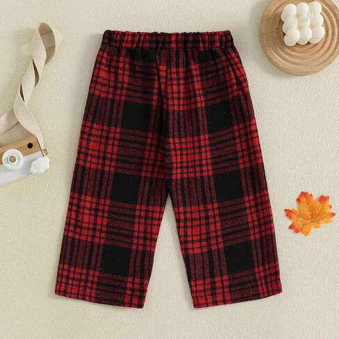 Toddler Kids Baby Boy Girl Gingham Pants Elastic Waist Striped Plaid Long Pants Spring Fall Winter Casual Trousers in Saudi Arabia