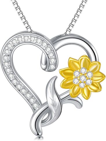قلادة على شكل قلب من مويسانايت للنساء، عبارة You Are My Sunshine قلادة 925 فضة استرليني 18kt مطلية بالذهب الحب والمجوهرات هدية الذكرى السنوية لها، الزوجة، الأم، الأخت 18 بوصة + 2 بوصة, معدن, مويسانيت in Saudi Arabia