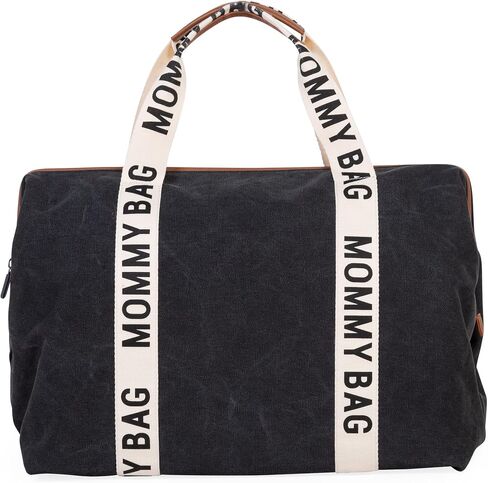 Childhome Signature Mommy Bag, Sporty Diaper Bag, Water Repellant Tote Bag, Large Diaper Bag, Baby Essentials Travel Bag, Hospital Bags for Labor and Delivery (Black) in Kuwait