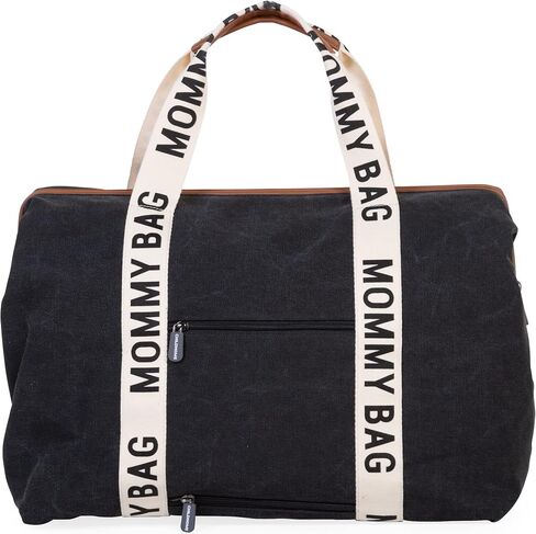 Childhome Signature Mommy Bag, Sporty Diaper Bag, Water Repellant Tote Bag, Large Diaper Bag, Baby Essentials Travel Bag, Hospital Bags for Labor and Delivery (Black) in Kuwait