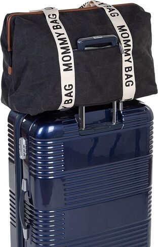 Childhome Signature Mommy Bag, Sporty Diaper Bag, Water Repellant Tote Bag, Large Diaper Bag, Baby Essentials Travel Bag, Hospital Bags for Labor and Delivery (Black) in Kuwait