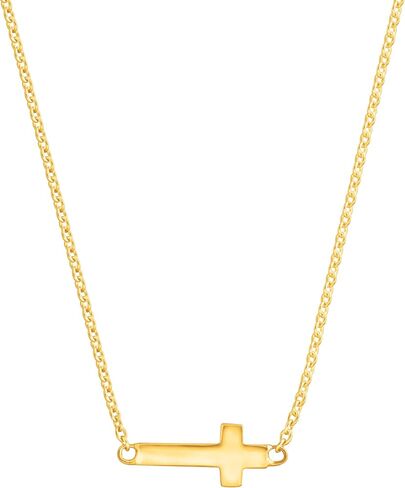 Simplex Horizontal Cross Pendant Necklace, Sterling Silver, White in Kuwait