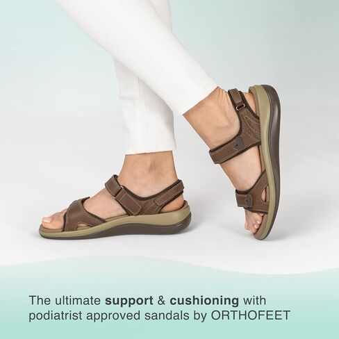 Orthofeet Malibu Orthopedic Women Adjustable Sandals | Three-Strap, Comfortable Open Toe Saldal with Anatomical Arch Support, Soft Cushioning, Wide Toe Box for Casual Beach Outings in Saudi Arabia