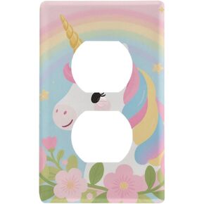 Cute Cartoon unicorns Pink Decorative electrical outlet covers cute art deco switch plate tapa para interruptor de luz Duplex Outlets 4.53" x 2.76"