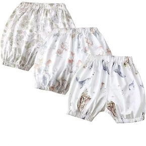 Toddler Baby Boy Girl Shorts with Cute Animal Blooms Print Elastic Waist Cotton Casual Summer Clothes Pants for Kids 9M-5T