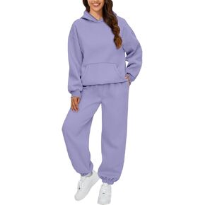 Fall Outfits for Women 2024 Oversized Hoodie Casul Sweatpants with Pockets Solid Color 2 Piece Lounge Sets