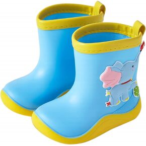 Rain Boots Boy Toddler Cartoon Rain Shoes Infant Waterproof Rubber Mud Boots For Girls With Handles Boys' Rain Boots
