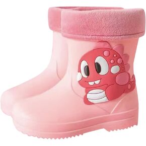 Toddler Boys Girls Dinosaur Rainboots With Fleece Lining Kids Lightweight Waterproof Rubber Boots Boys Toddler Boots