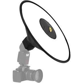 REFLEX CAMERA Universal 44cm (17.3in) Round Flash Softbox Diffuser for DSLR Speedlite | Portable Ring Light Modifier for Studio Portrait Photography | Includes Storage Box | Black & White Cloth