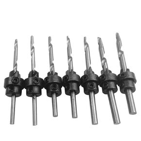 Tapered Countersink Drill Bit Set Woodworking Drilling Holes Depth Stop Collars Chamfer Counterbore Screw Hole Drill Tools(Wooden Box)