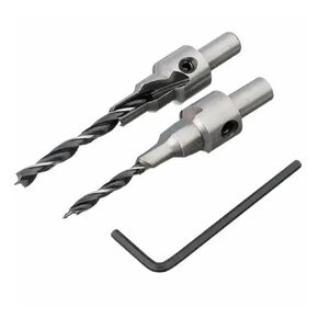 2pc Countersink Drilling 3 Steps Drill Bits Set Reamer Screw Wood Window Hinge Hole Saw Chamfer 4 6 5 7mm Steps 8mm Shank