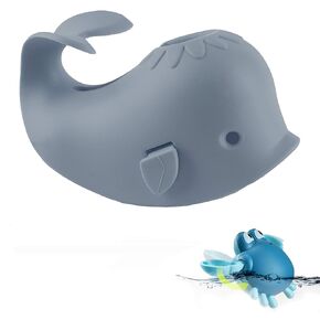 Bath Spout Cover, Universal Whale Bathtub Faucet Baby Shower Protection Cover with A Gift for Kid Toddler Bath Safety (Grey)