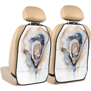 Abstract Watercolor Oyster Car Seat Back Kick Protectors,2 Pack Kick Mats With Storage Pockets For Vehicles To Protect From Dirt Mud Scratches