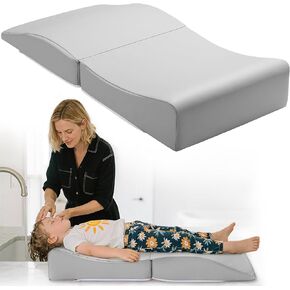Noverlife Gray Hair Washing Station for Toddler, Ergonomic Design Shampoo Buddy Foam Mat Foldable Sink Hair Washing Neck Support, Comfortable Hair Washing Mat with Zippers Hair Washing Seat for Sink
