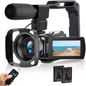 كاميرا فيديو كاميرا الفيديو 4K Ultra HD 48MP WIFI Vlogging Camera for YouTube 3 "شاشة تعمل باللمس ، ومسجل كاميرا التصغير الرقمي 18x مع الميكروفون ، والمثبت ، وغطاء العدسة ، وبعيدة وبطاريتين