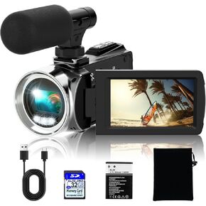 فيديو كاميرا كاميرا كاميرا الفيديو HD 2.7K 36MP مسجل فيديو كاميرا كاميرا Vlogging لكاميرا فيديو على YouTube للأطفال مع شاشة LCD 3.0 "و 32 جرام SD