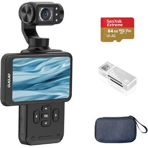 ORDRO M5 5K Handheld Video Camera Vlogging Camera 3.5-inch Rotating Touch Screen 3-Axis Stabilization IR Night Vision WDR Face Follow 120 ° Wide Angle Long Battery Life with 64G Memory Card