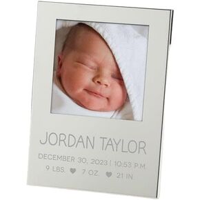 Personalization Universe Baby Birth Information Engraved Silver Picture Frame
