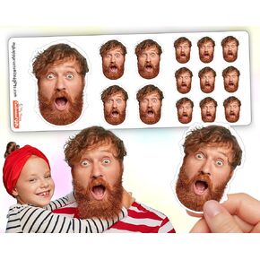 Customized Face Stickers - Portrait | Sheet with 14 Stickers | Personalized - Picture Decals | Waterproof | Funny Photo Stickers | Fancy Gift Idea