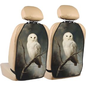 Owl Dark And Gloomy Car Seat Back Kick Protectors,2 Pack Kick Mats With Storage Pockets For Vehicles To Protect From Dirt Mud Scratches