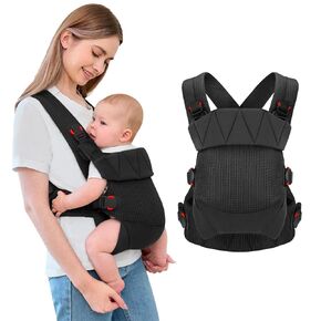 Breathable Mesh Baby Carrier, Ergonomic Design Baby Wraps Carrier with Head Support and Adjustable Sling for Newborns to Toddlers, Infant Carrier Baby Gift,for Babies 7 to 45 lbs (Gray)