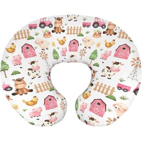 Baby Boy Girl Nursing Pillow Cover Farm Animals Pink Barn, Cow Horse Sheep Chicken Chick Pig Tractor Breastfeeding Pillowcase, Bottle Feeding Pillow Slipcover Cover Only in Kuwait